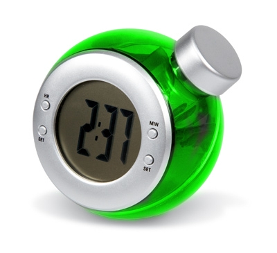 Uhr in grn mit Wasserbetrieb von solarspiel.com